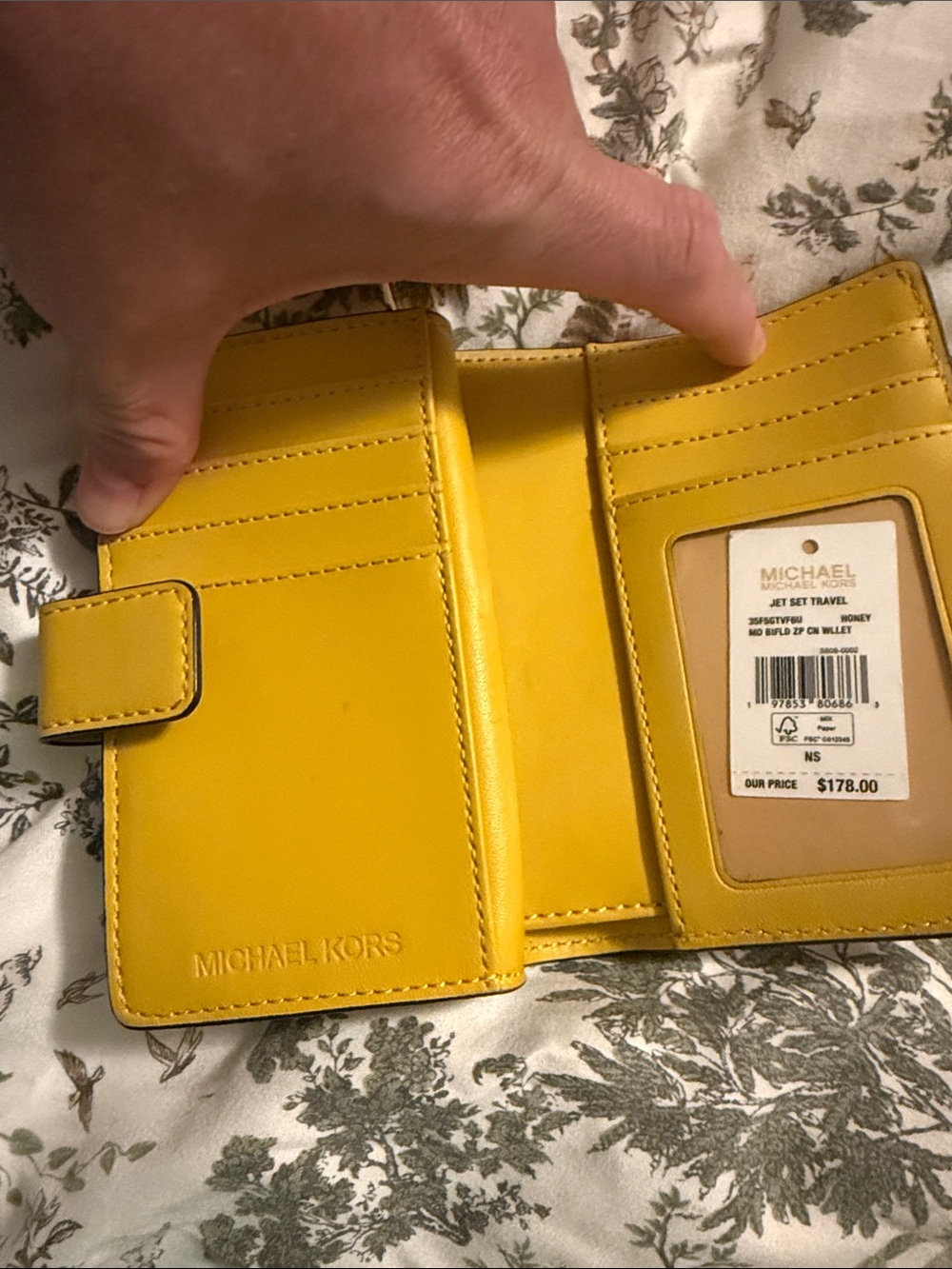 Michael Kors Yellow Printed Cardholder Wallet with Multicolor Motif - Picture 3 of 3
